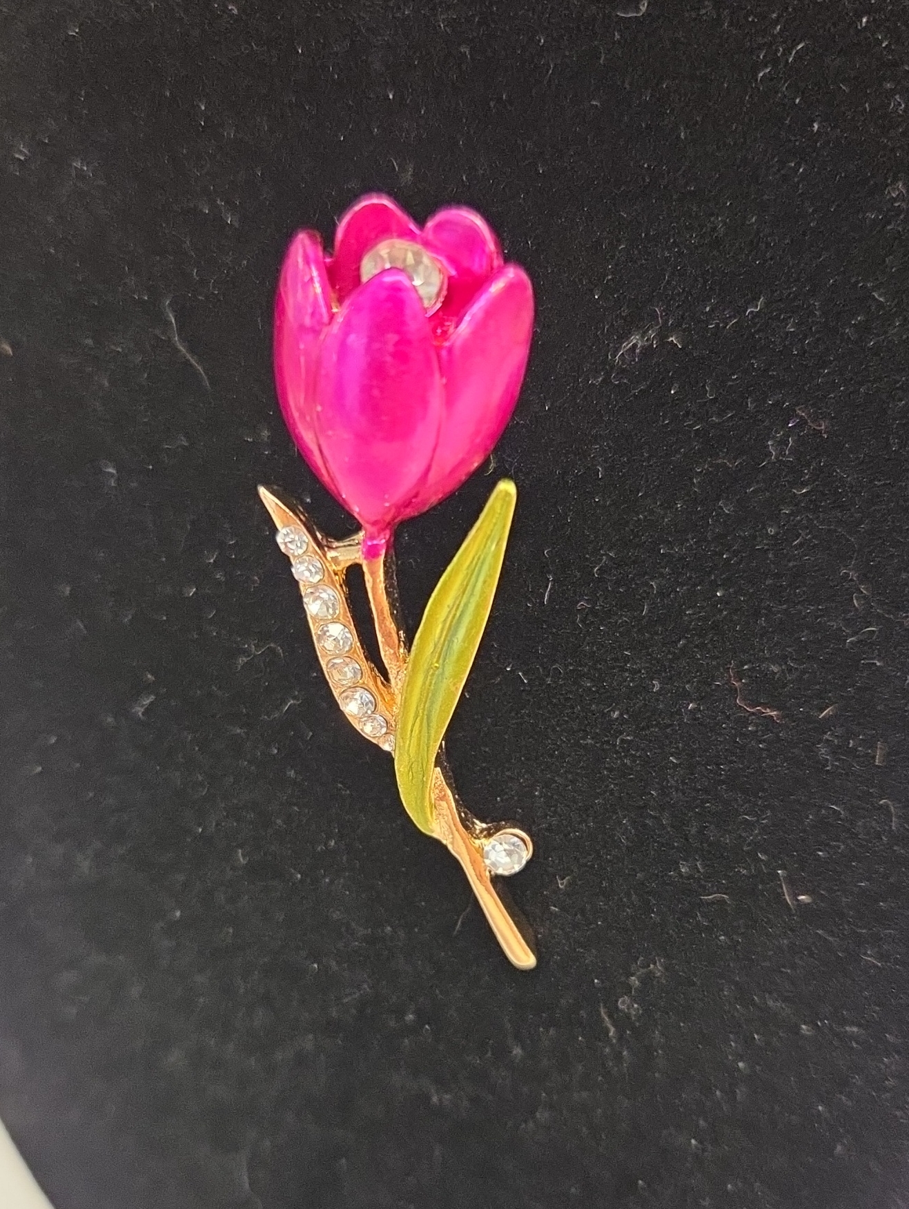 Tulip Brooch With Rhinestones